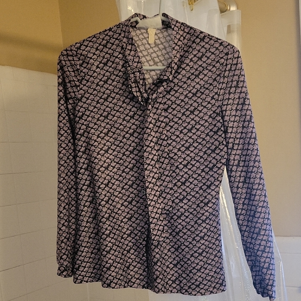 Patterned Long Sleeve Blouse